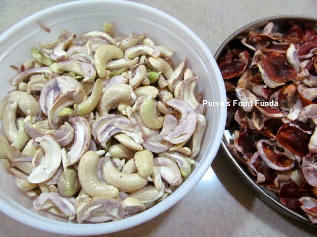 ओले काजू - cashew nuts that are wet, fresh, or unroasted